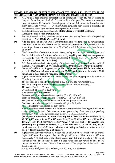 PSC-CW-2024-25-M6- Design OF Prestressed Concrete Beams IN Limit State ...