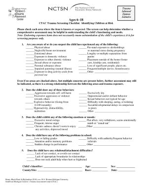 Trauma Screening Form - Fill Online, Printable, Fillable, Blank | pdfFiller