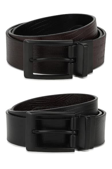 Buy Men Black Textured Leather Formal Belt Online - 398986 | Louis Philippe