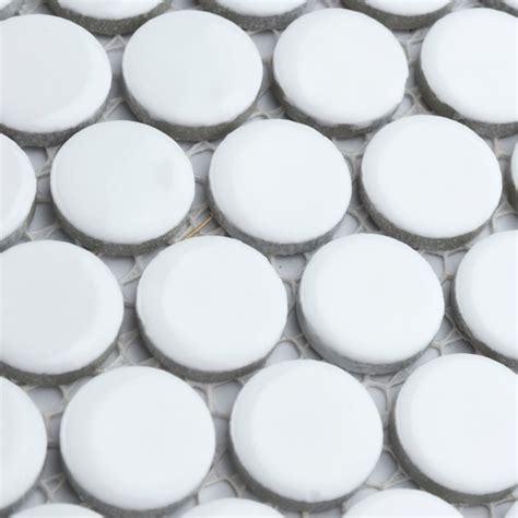 Affinity Tile (Sample) Hudson Penny Round Glossy White 6-in x 6-in ...