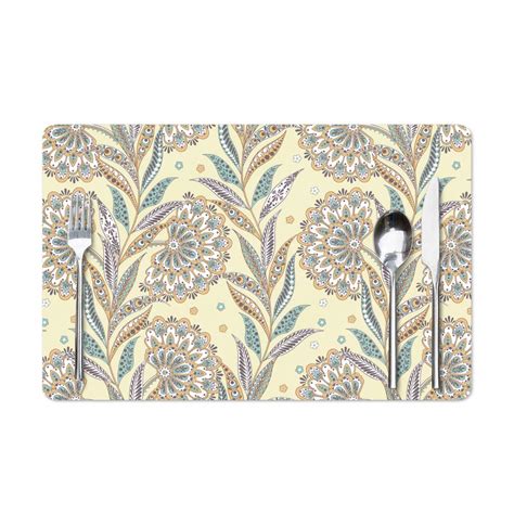 Buy nish! Floral Table Mats #056 (MDF Wood, 17" x 11", Pack of 6 ...