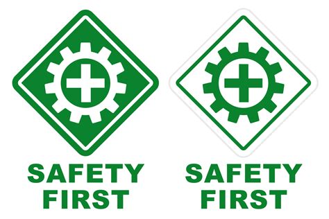 safety first green square logo design printable signage for safely workers labor construction ...