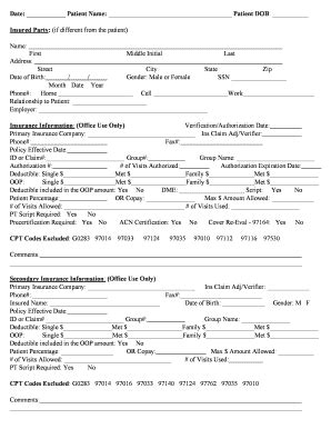 Fillable Online Date: Patient Name: Patient DOB: Fax Email Print ...