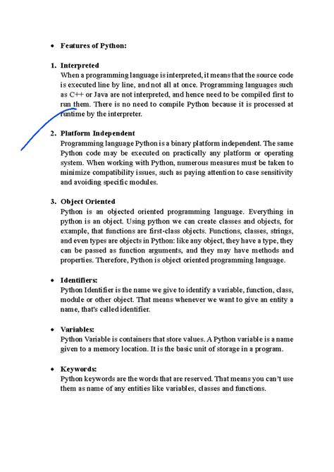 Python IMP-1 - Features of Python: Interpreted When a programming ...