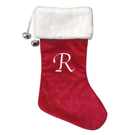 Red Velvet Monogram Stocking R | Christmas Indoor Decor | At Home