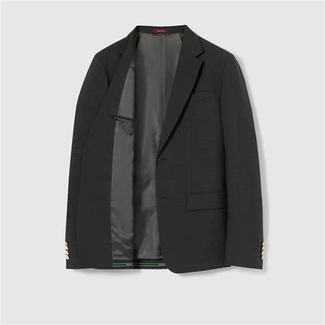 Single-breasted selvedge wool jacket in dark grey | GUCCI® US