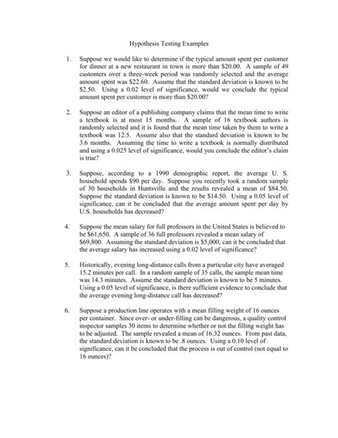 Image result for Examples of Hypothesis Testing