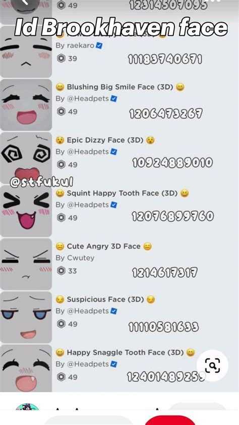 Image result for Face Less Brookhaven Code