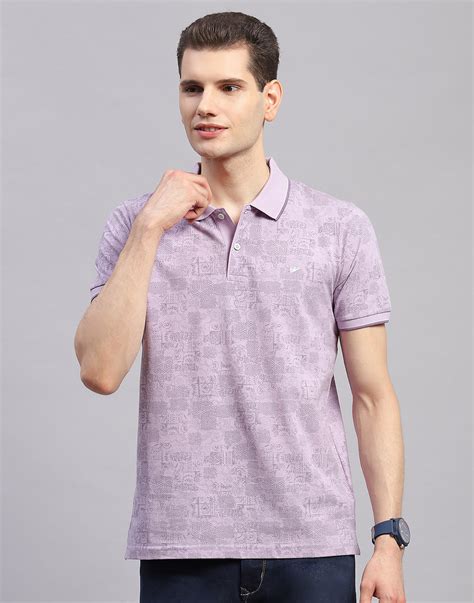 Buy Men Purple Printed Polo Collar Half Sleeve T-Shirt Online in India ...