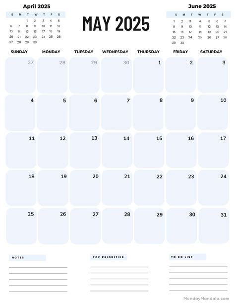 May 2025 Calendar Printable Portrait