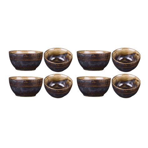 Caffeine Ceramic Handmade Brown Timberland Katori Bowl (Set of 8 ...