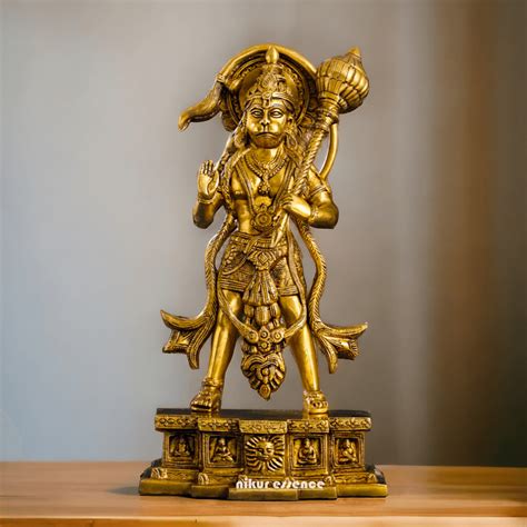 Buy Brass Standing Hanuman Idol - Handcrafted Hindu Deity Statue for ...