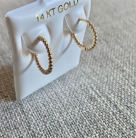 14K Solid Gold Hoop Earrings, Small Gold Hoops,rose Gold-yellow Gold ...