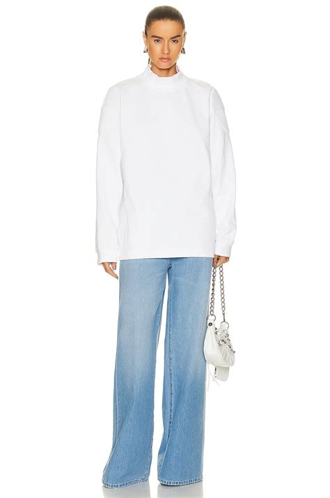Alexander Wang Shoulder Pads Mock Neck Top in White | FWRD