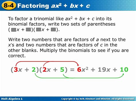 Image result for Factoring Polynomials AX Bx C Using the AC Method