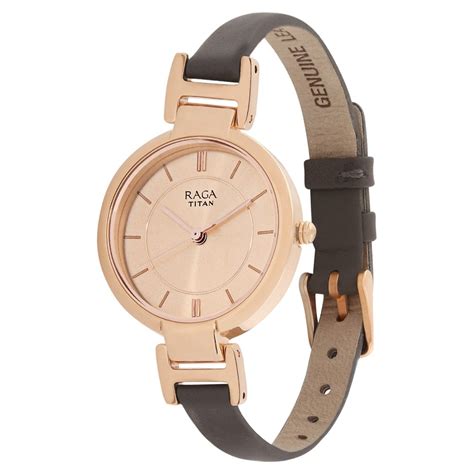 Buy Online Titan Raga Viva Rose Gold Dial Analog Leather Strap watch ...