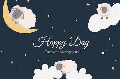 Cute kawaii sheep cartoon template background | Premium Vector