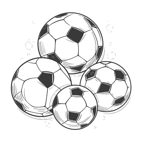 Several Soccer Balls With Bubbles In White Outline Sketch Drawing ...