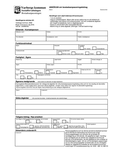 Fillable Online varberg Varbergs kommun ANSKAN om ...