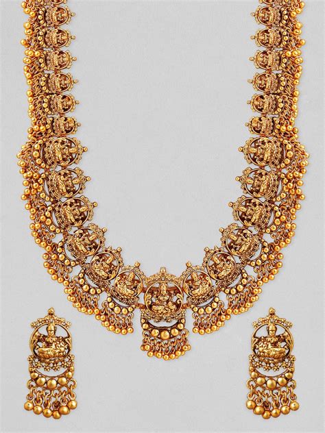 Rubans Gold Plated Temple Necklace Set