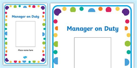 Manager on Duty Sign (teacher made) - Twinkl