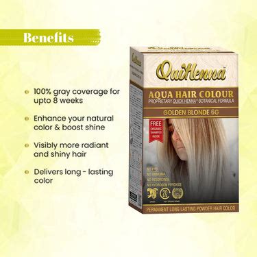 QuikHenna AQUA Powder Hair Color- 110Gm- 6G Golden Blonde ...