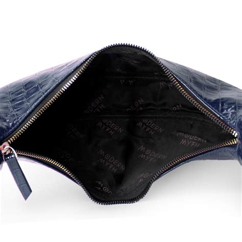 Buy Modern Myth Blue Croco Half Moon Baguette Shoulder Bag Online