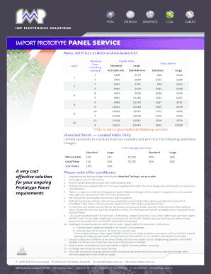 Fillable Online IMPORT PROTOTYPE PANEL SERVICE Fax Email Print - pdfFiller