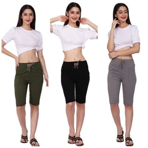 Buy Luma cargo style capri for women pack of 3 (Multicolor1) at Amazon.in