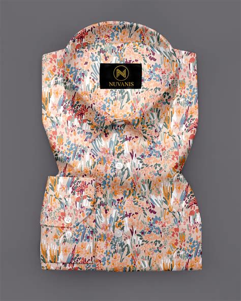 Orange Flower Printed Full Sleeve Shirt – nuvanis.in