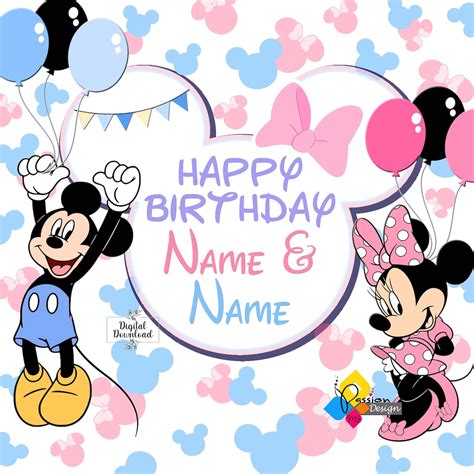 Printable MICKEY and MINNIE Mouse Birthday Backdrop. CUSTOM - Etsy