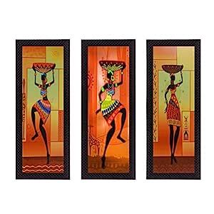 eCraftIndia 'Tribal Ladies' UV Art Painting (Synthetic Wood, 53 cm x 41 ...