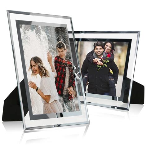 Cq acrylic 5x7 Glass Picture Frame,Silver Mirrored for Photo Display ...