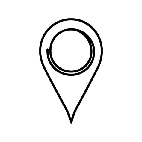 Icône de pin de localisation linéaire Carte noire dessinée à la main ...