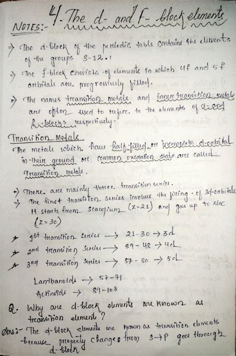 Class XII D & F Block Chemistry Detailed Notes and Concepts - Studocu