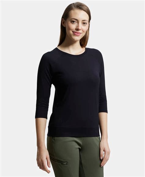 Buy Super Combed Cotton Viscose Elastane Regular Fit Solid Round Neck ...