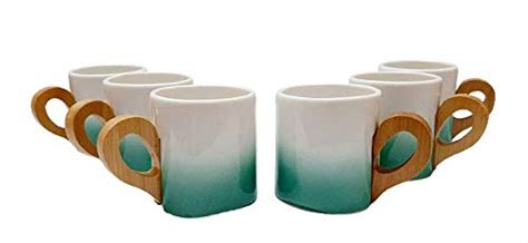 Buy Swastik Emporium Ceramic Tea and Coffee Cups with Wooden Handle ...