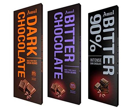 Amul Dark Chocolate: Assorted Pack Of 55%,75% And 90%, 450 Grams ...