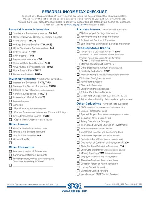 Fillable Online Personal bIncomeb Tax Checklist PDF-Fillable Fax Email ...