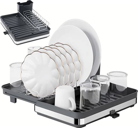 Mokshith Expandable Dish Rack, Compact Dish Rack for Kitchen Counter ...