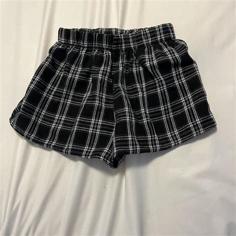 SHEIN Petite XXS Black and White Pajama Shorts - Depop