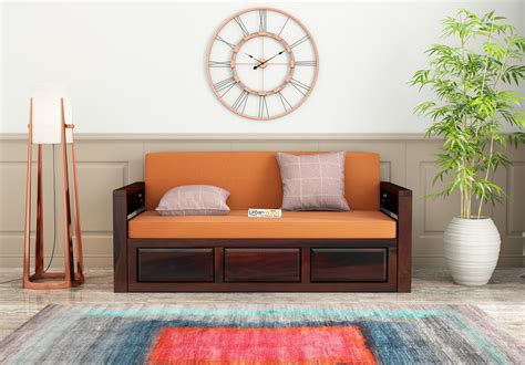 Aiden Sofa Cum Bed ( Walnut Finish )