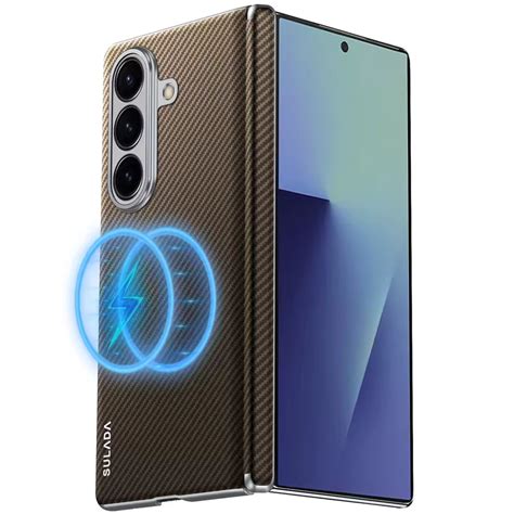 Samsung Galaxy Fold7 SULADA Magnetic Leather Case Carbon Fiber Texture ...