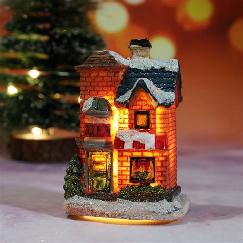 Christmas Village Houses with LED Light Resin Village Houses Lit ...