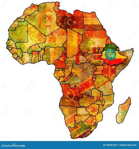 Ethiopia on Actual Map of Africa Stock Illustration - Illustration of african, political: 206061557