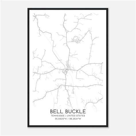 Bell Buckle Tennessee Map Poster, Modern Home Decor Wall Art Print ...
