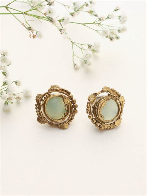 trueBrowns Brass Circular Stud Earrings