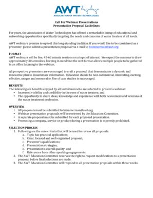 Fillable Online awt CALL FOR WEBINAR PRESENTATIONS - awt Fax Email ...