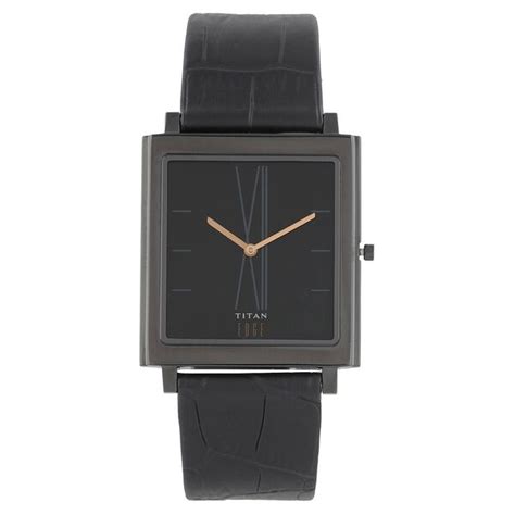 Buy Online Titan Edge Quartz Analog Black Dial Black Leather Strap ...