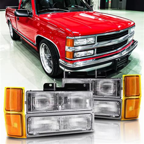 Head Lights OBS Chevy Headlight Assembly - Direct Fit For 94-98 Silverado/Tahoe/Suburban (w ...